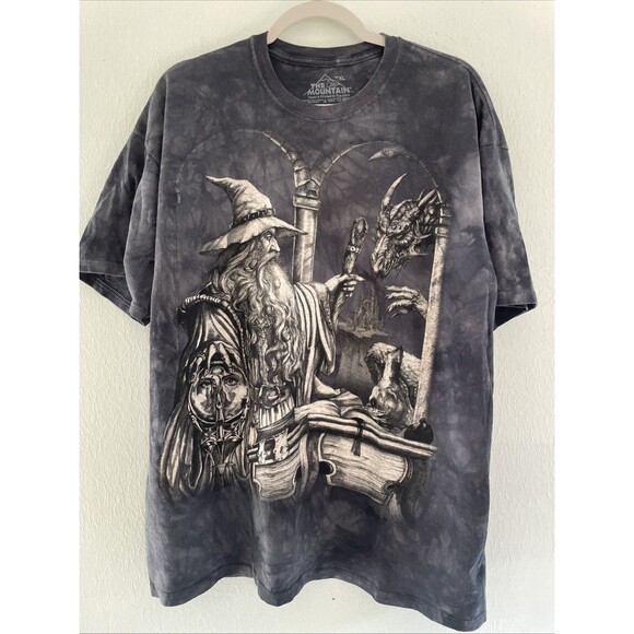 Vintage The Mountain 2003 Ed Beard Wizard Dragon Shirt XL 90s Y2K Tee - Picture 1 of 6